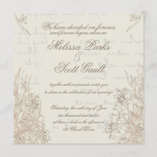 Air, Fresh, Cream, Vintage Wedding Invitation