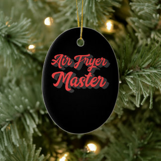 Air Fryer Master Cook Food Lover Gift|Love Chicken Ceramic Tree Decoration