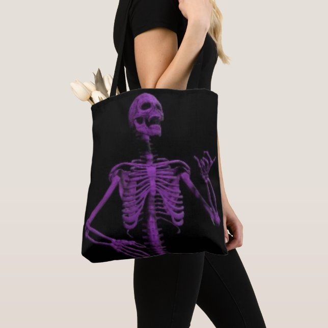 air guitar purple skeleton tote bag (Close Up)