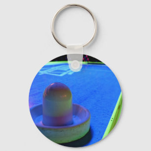 Air Hockey table and mallet with neon lighting Key Ring
