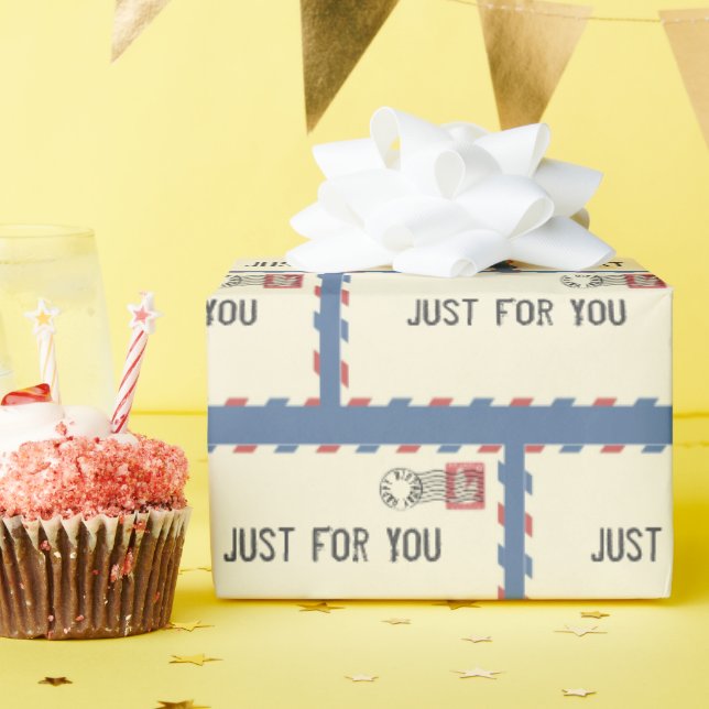 Air Mail Envelope with Birthday Postmark Wrapping Paper (Birthday Party)
