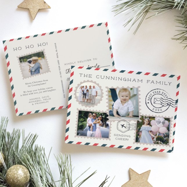 Air Mail Holiday Photo Collage Postcard (Creator Uploaded)