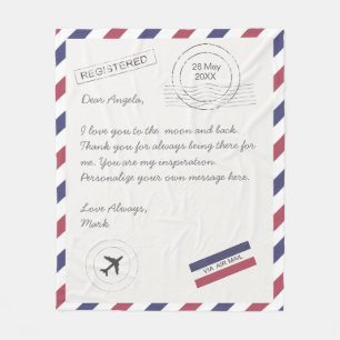 Air Mail Letter custom message Fleece Blanket
