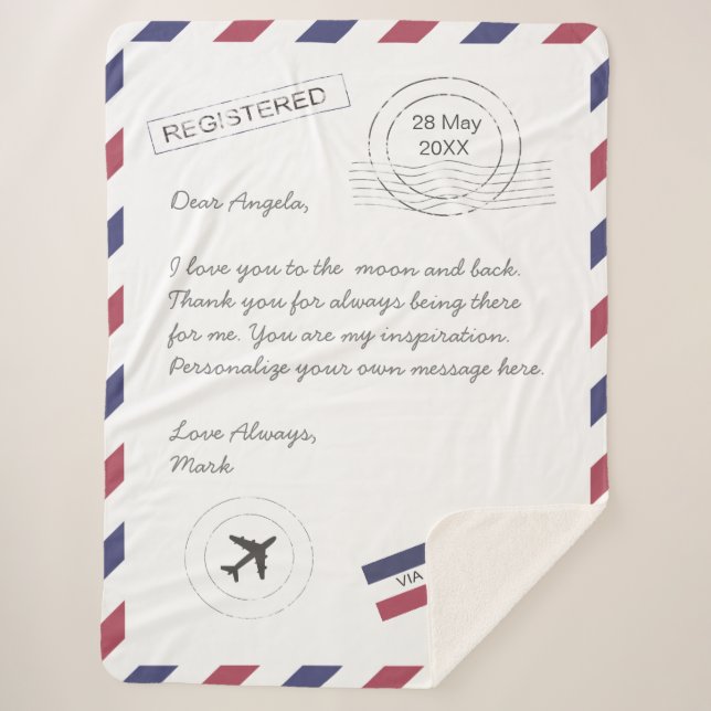 Air Mail Letter custom message Sherpa Blanket (Front)