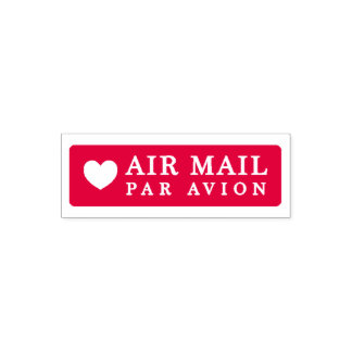AIR MAIL PAR AVION ハート エアメールスタンプ heart cute love セ Self-inking Stamp