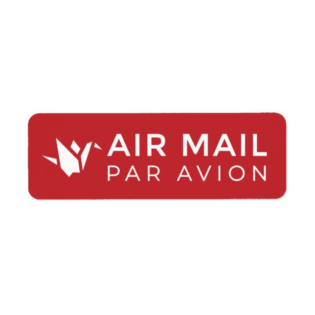 AIR MAIL PAR AVION 折り鶴 鳥 エアメールシール origami bird ラベル (Front)