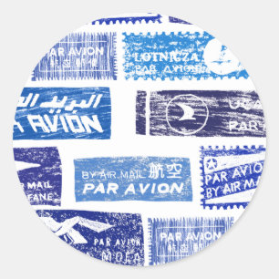 Air mail / par avion - transparent classic round sticker