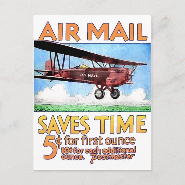Air Mail Saves Time Postcard (Front)