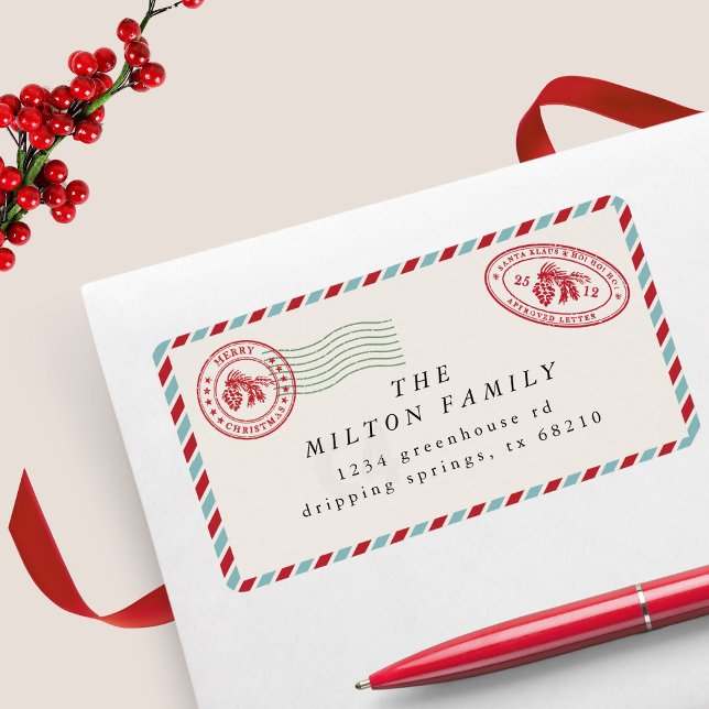 air mail super cute holiday return address label (Creator Uploaded)