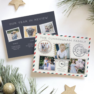 Air Mail   Year in Review Photo Collage Holiday Card