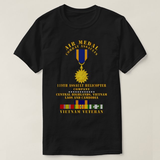 Air Medal Combat Assaults 119th AHC Central Highla T-Shirt (Design Front)