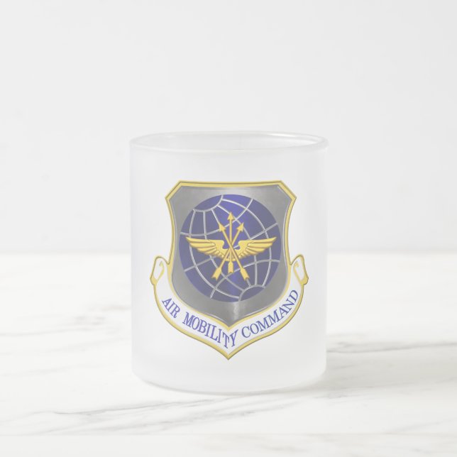 Air Mobility Command Frosted Glass Coffee Mug (Center)