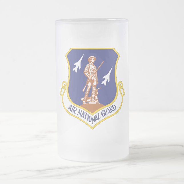 Air National Guard Military Veteran Frosted Glass Beer Mug (Center)