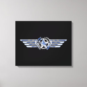 Air Pilot Chrome Like Star Wings Canvas Print