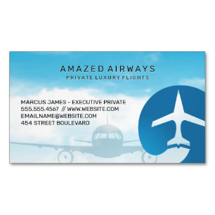 Air Plane Flights Clouds and Sky Magnetic Business Card
