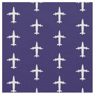 Air Planes Navy Blue White Fabric