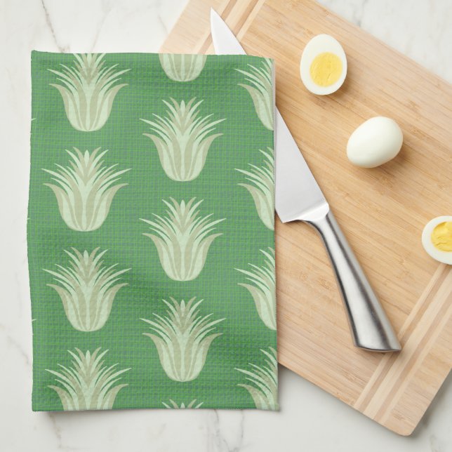 Air Plant Green Tones Tea Towel (Quarter Fold)