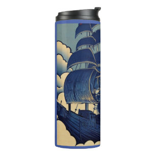 Air Ships Sailing Above Clouds - Woodcut 1 Thermal Tumbler