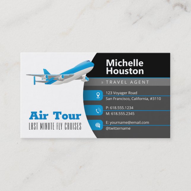 Air Tour | Travel Agent Business Card (Front)