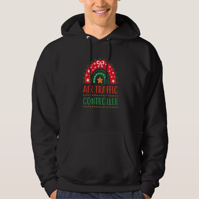 Air Traffic Controller Christmas Boho Rainbow   Hoodie (Front)
