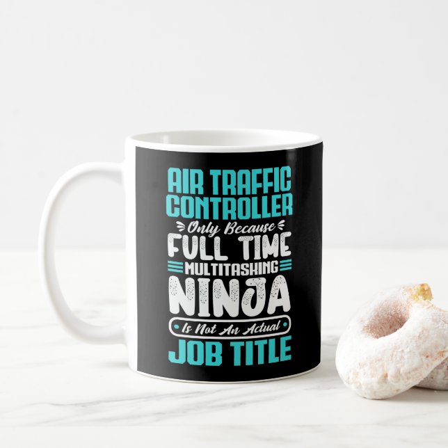 Air Traffic Controller Job Title Profession Funny Coffee Mug (With Donut)