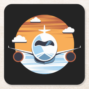 Air Travel Square Paper Coaster