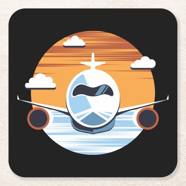 Air Travel Square Paper Coaster (Front)