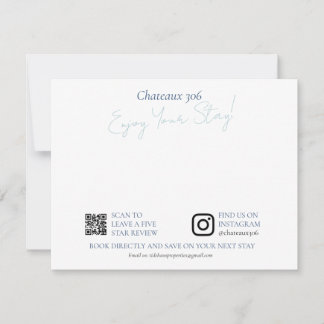 Airbnb and Rental Property Custom Welcome Note Card