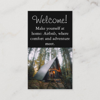 Airbnb House rental picture QR code Modern Black Business Card