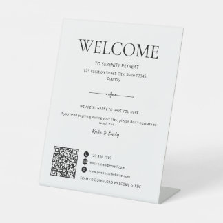 Airbnb Welcome Vacation Short Term Rental QR Code Pedestal Sign