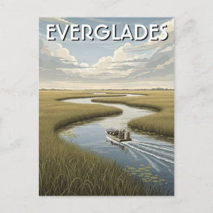 Airboat Alligator Everglades National Park Florida Postcard