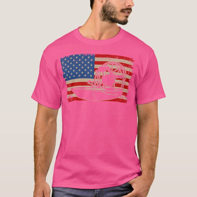 Airboat America Flag I Patriotic Airboat Captain R T-Shirt (Front)