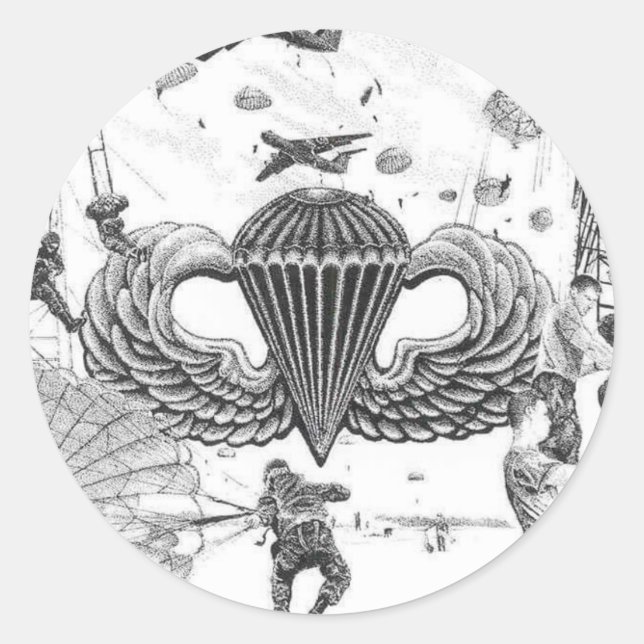 Airborne All The Way! Classic Round Sticker (Front)