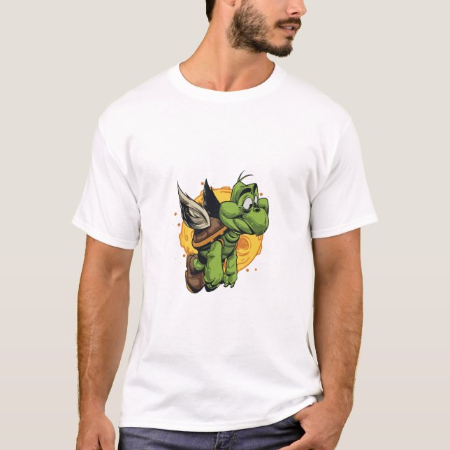 Airborne Cartoon Turtle T-Shirt (Front)