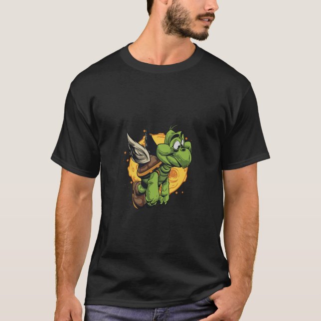 Airborne Cartoon Turtle T-Shirt (Front)