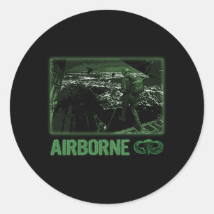 Airborne Jump at Night Classic Round Sticker