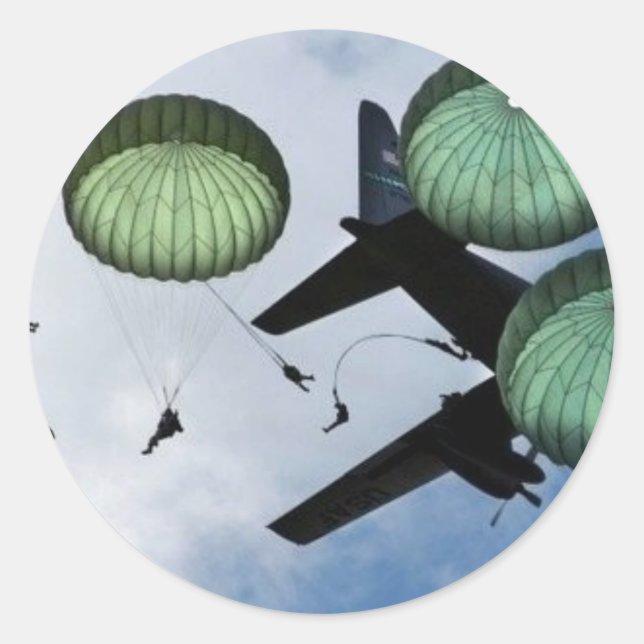 airborne jump classic round sticker (Front)