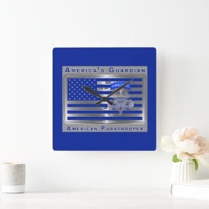 Airborne Paratrooper Square Wall Clock