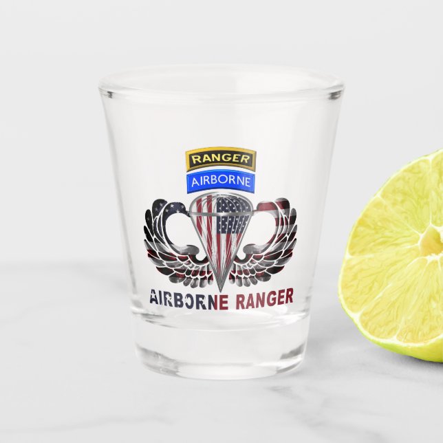 Airborne Ranger Silver Wings Shot Glass (Front)