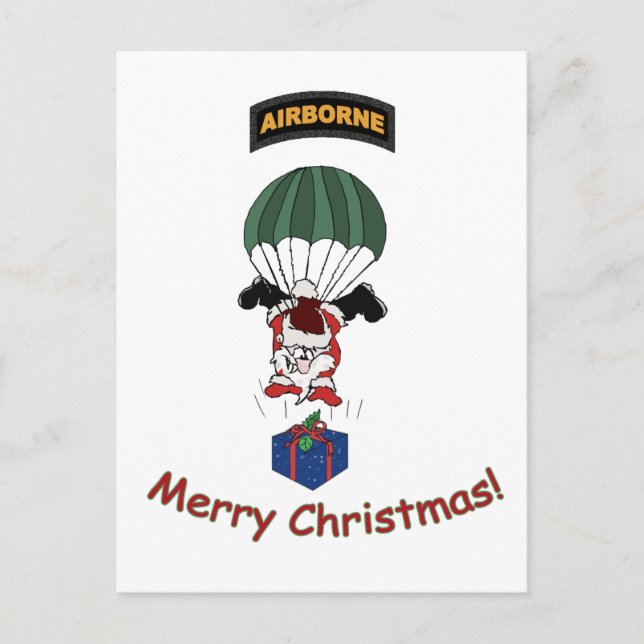 Airborne Santa Holiday Postcard (Front)