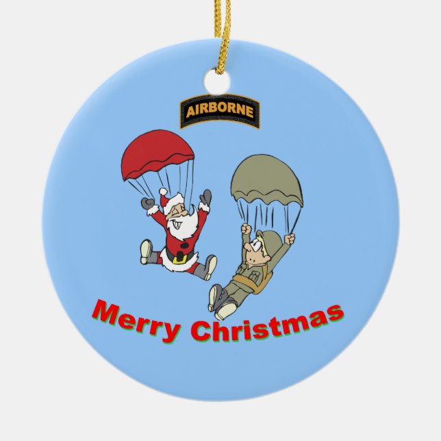 Airborne Santa II Ceramic Tree Decoration (Front)