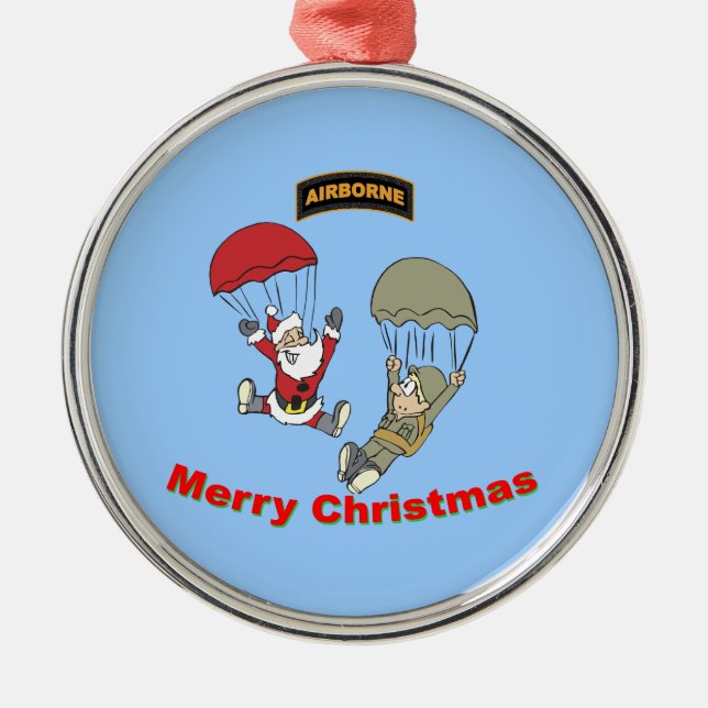 Airborne Santa II Metal Tree Decoration (Front)