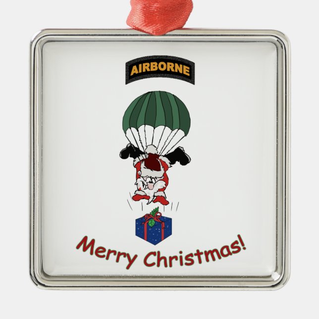 Airborne Santa Metal Tree Decoration (Front)