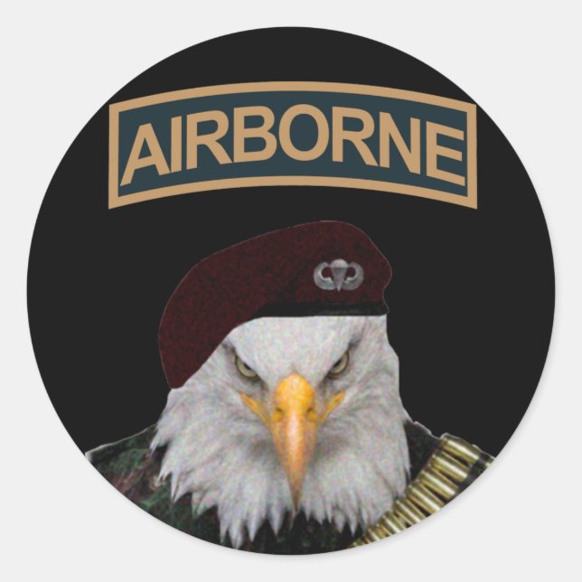 Airborne units bold eagle army style classic round sticker (Front)