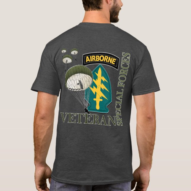 Airborne Veteran - Special Forces T-Shirt (2 sided (Back)