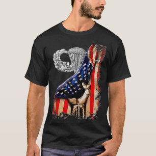 Airborne Wings US Flag Pull Back Military Paratroo T-Shirt