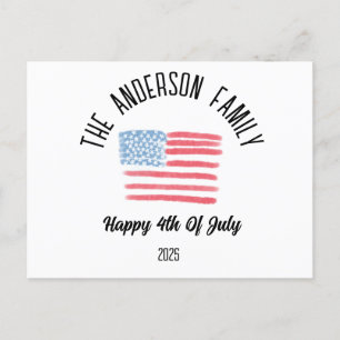 Airbrush American Flag Personalised Family Name Holiday Postcard