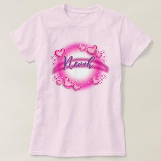 Airbrush name customised - pink T-Shirt (Design Front)