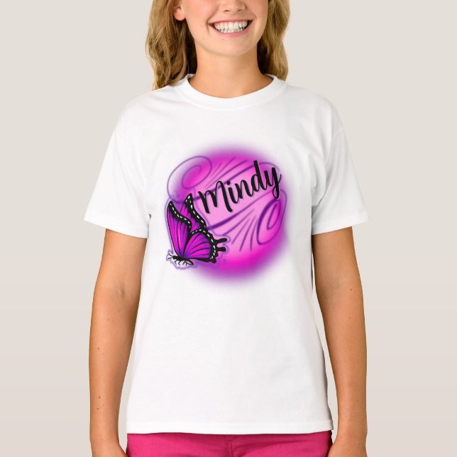 Airbrush personalised name butterfly T-Shirt (Front)