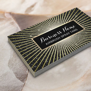 Airbrush Spray Tans Modern Black Gold Glitter Business Card